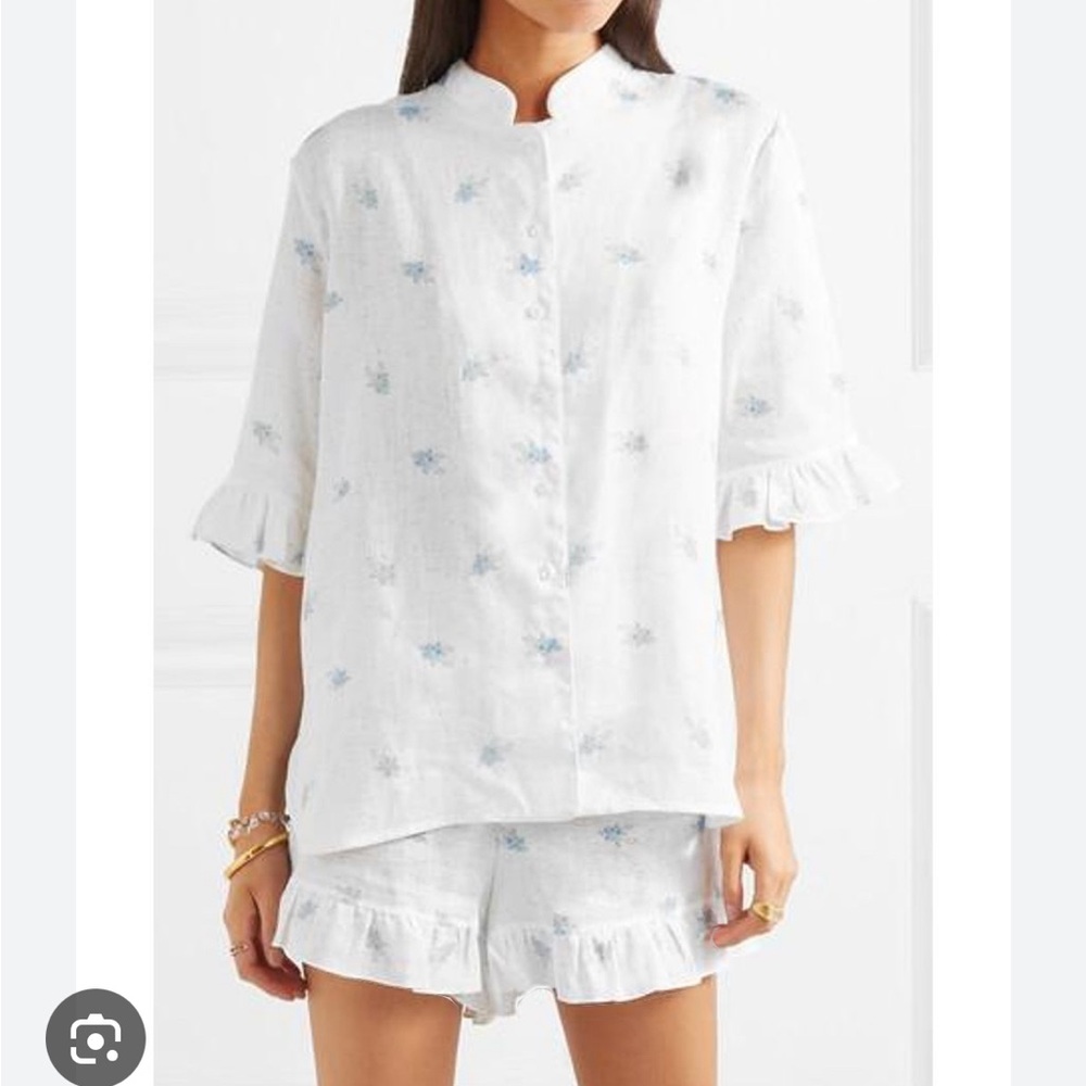 Daily Sleeper shorts set white and blue floral